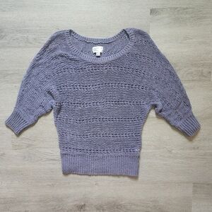 American Eagle Women's Purple Crew Neck Bat Wing Sleeve Pullover Sweater Medium
